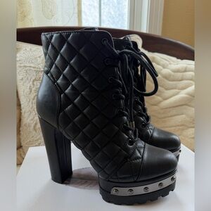 Jessica Simpson Quilted Black Platform Ankle Boots